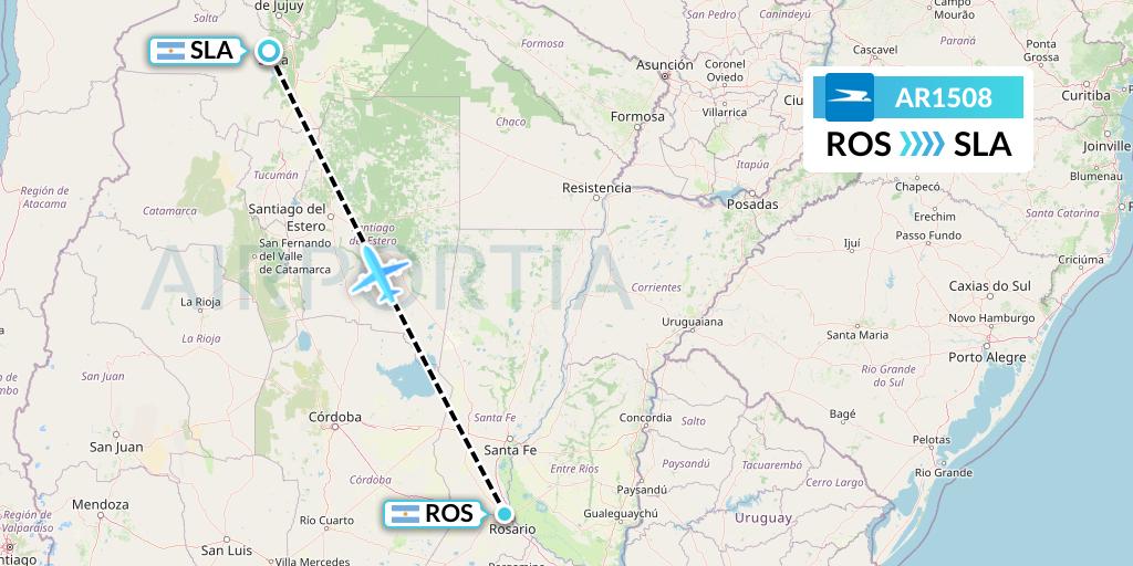 AR1508 Aerolineas Argentinas Flight Map: Rosario to Salta