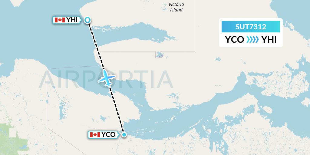 SUT7312 Summit Air Ltd. Flight Map: Kugluktuk to Ulukhaktok