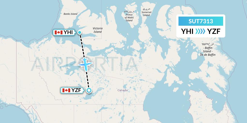 SUT7313 Summit Air Ltd. Flight Map: Ulukhaktok to Yellowknife