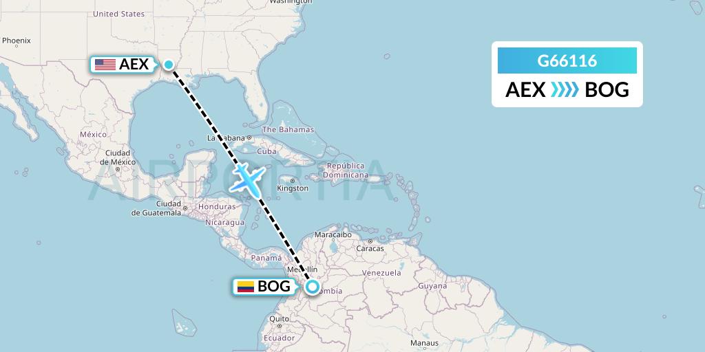 G66116 Fly Arna Flight Map: Alexandria to Bogota
