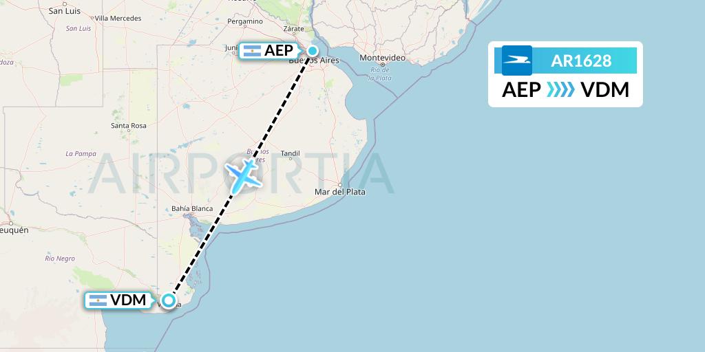 AR1628 Aerolineas Argentinas Flight Map: Buenos Aires to Viedma