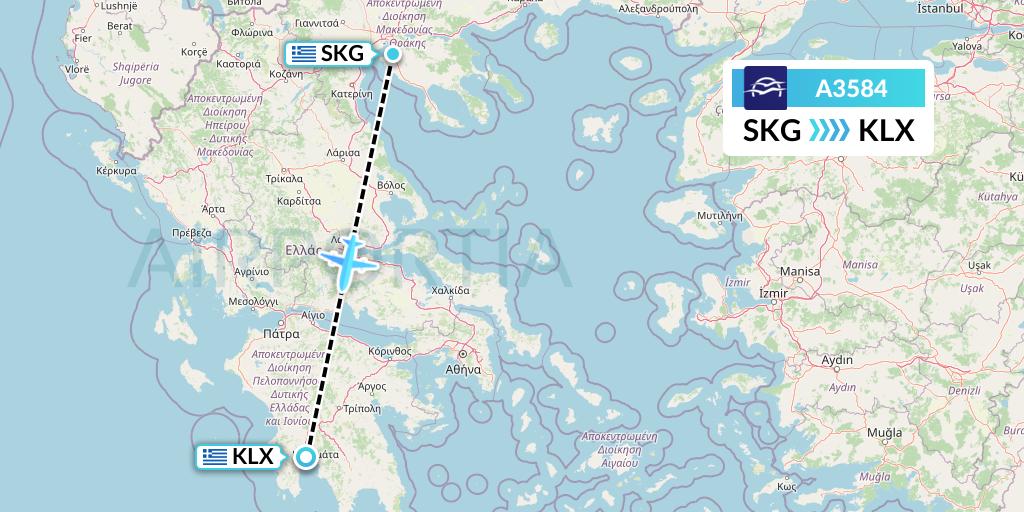 A3584 Flight Status Aegean Airlines Thessaloniki to Kalamata (AEE584)