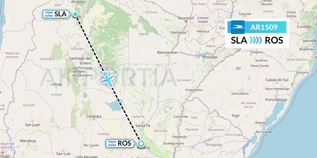 AR1509 Aerolineas Argentinas Flight Map: Salta to Rosario