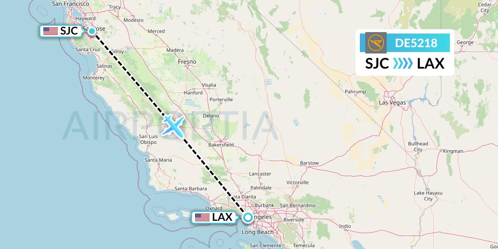 DE5218 Condor Flight Map: San Jose to Los Angeles
