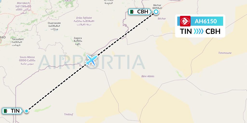 AH6150 Air Algerie Flight Map: Tindouf to Bechar