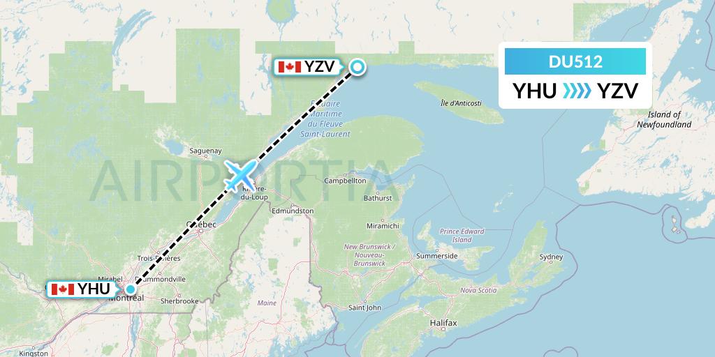DU512 Sky Jet M.g. Inc Flight Map: Montreal to Sept-Iles