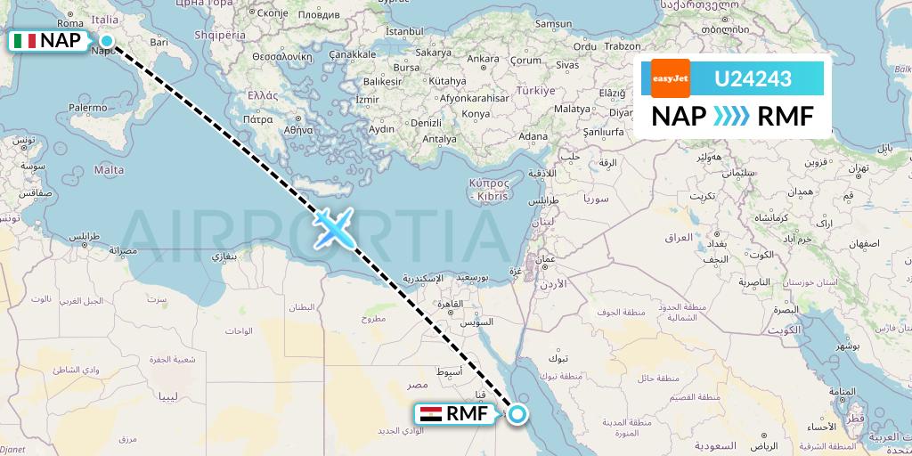 U24243 EasyJet Flight Map: Naples to Marsa Alam