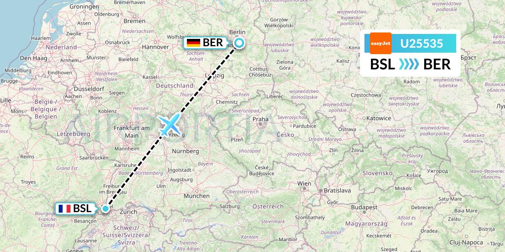 U25535 EasyJet Flight Map: Basel to Berlin