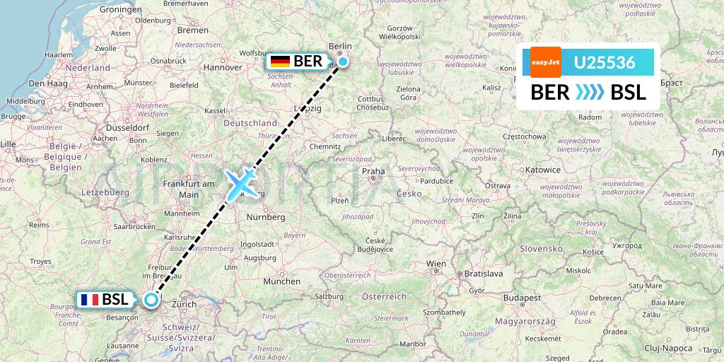 U25536 EasyJet Flight Map: Berlin to Basel