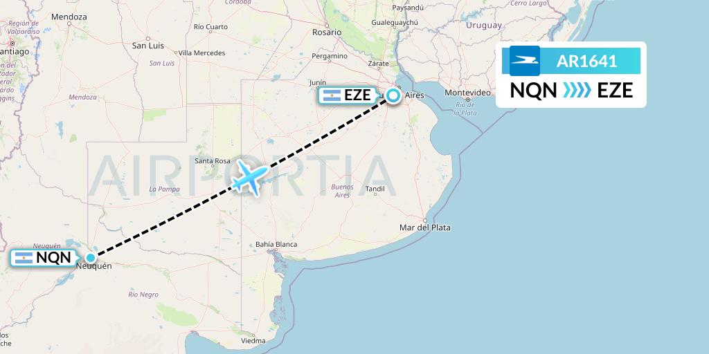 AR1641 Aerolineas Argentinas Flight Map: Neuquen to Buenos Aires