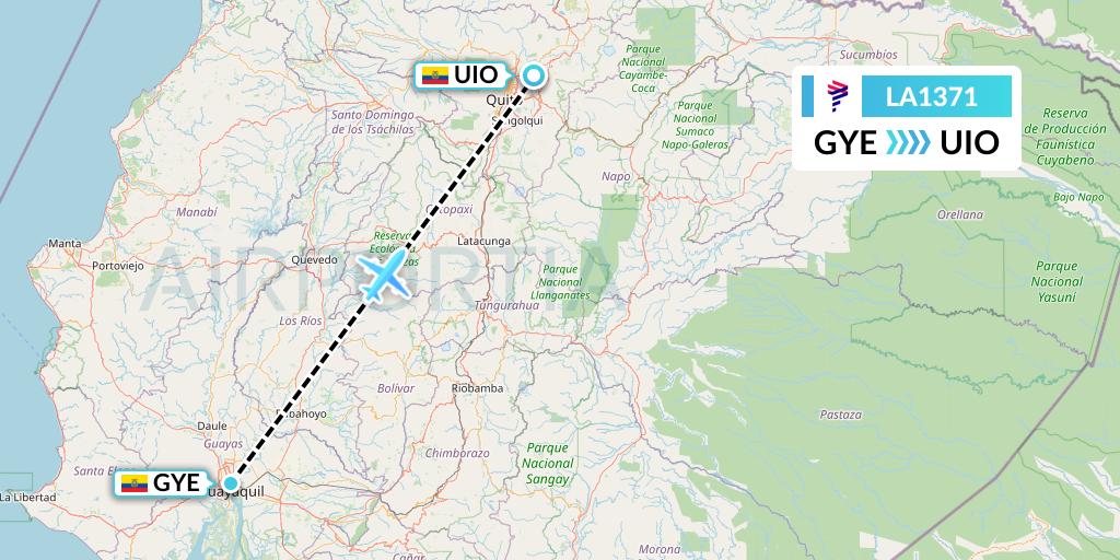 LA1371 LAN Airlines Flight Map: Guayaquil to Quito