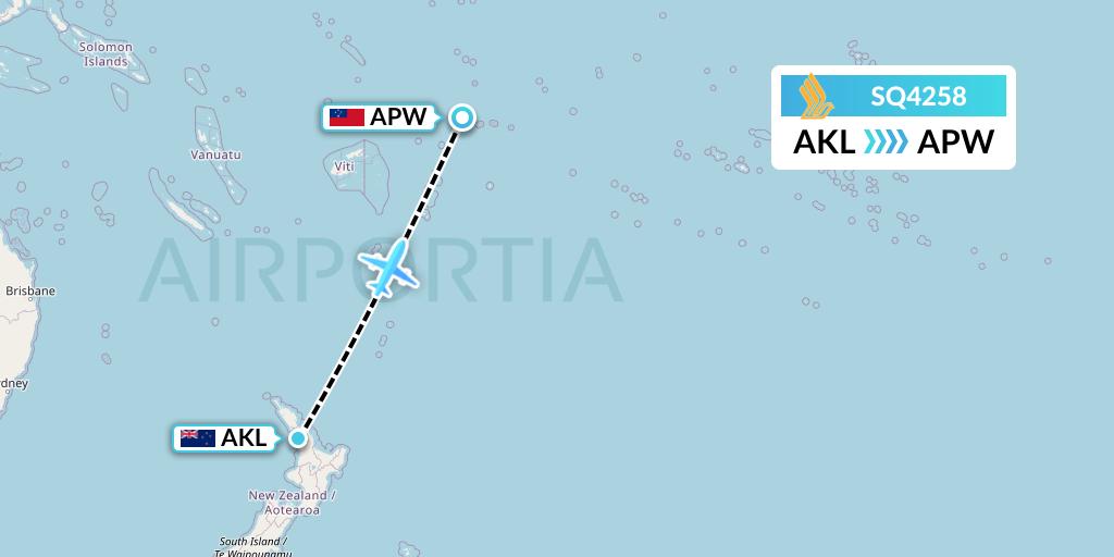 SQ4258 Singapore Airlines Flight Map: Auckland to Apia