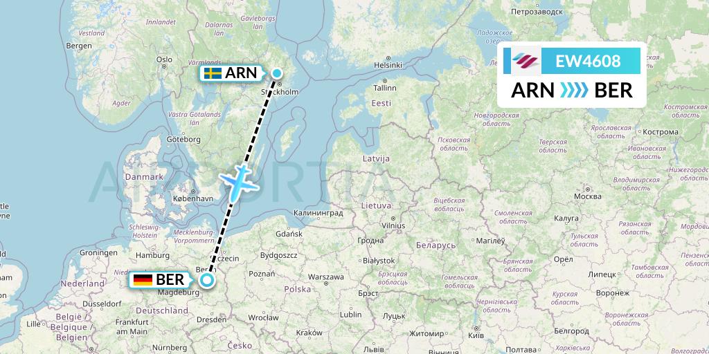 EW4608 Eurowings Flight Map: Stockholm to Berlin