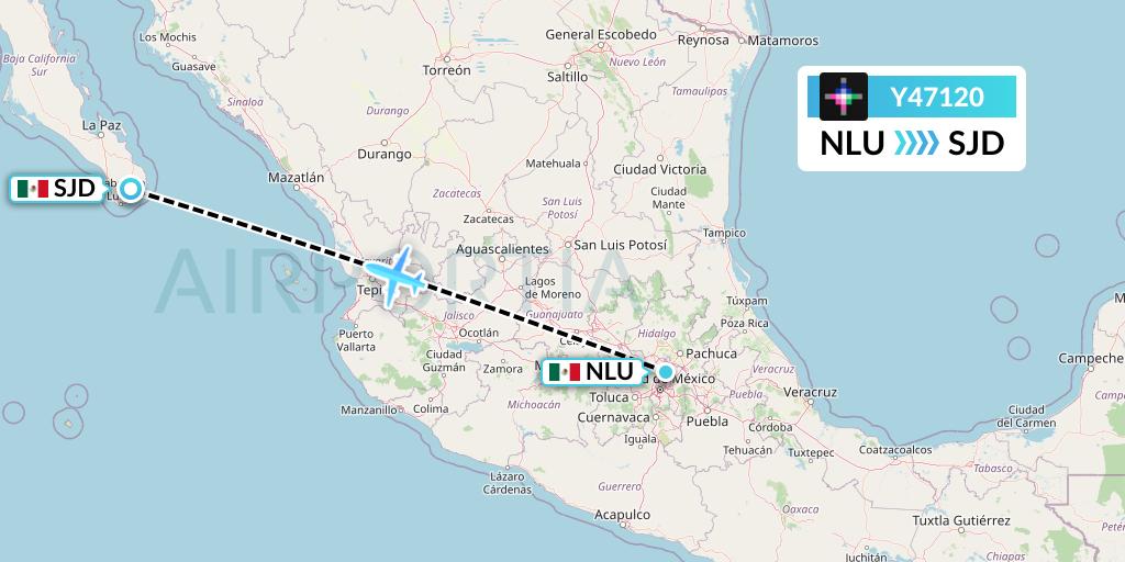 Y47120 Volaris Flight Map: Reyes Acozac to San Jose del Cabo