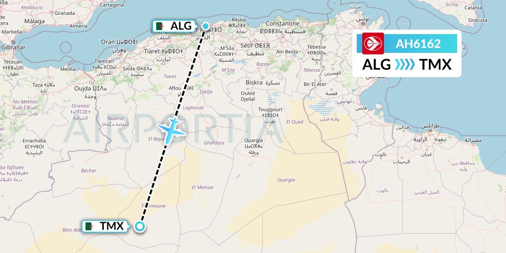AH6162 Air Algerie Flight Map: Algiers to Timimoun
