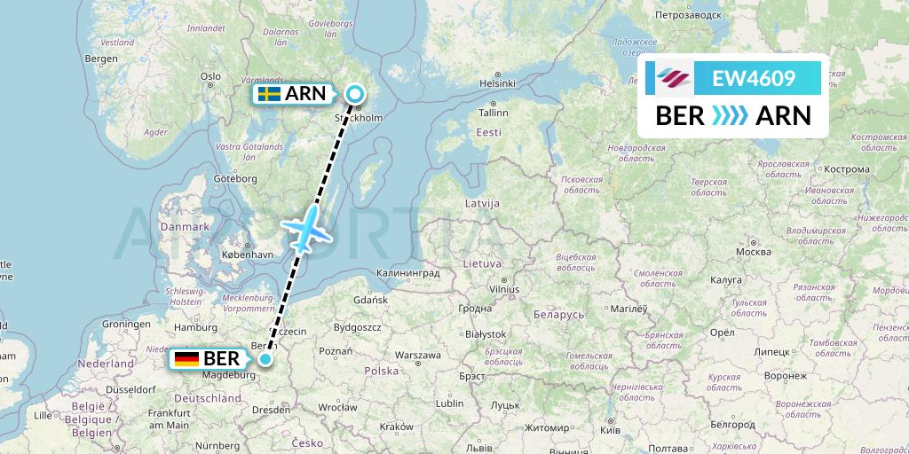 EW4609 Eurowings Flight Map: Berlin to Stockholm