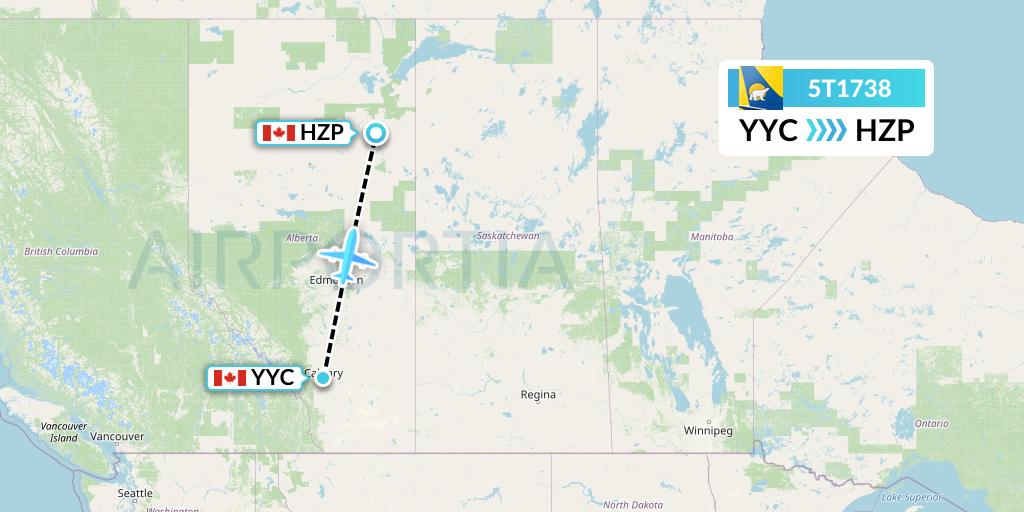 5T1738 Canadian North Flight Map: Calgary to Fort MacKay