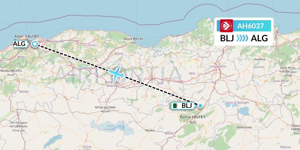 AH6037 Air Algerie Flight Map: Batna to Algiers