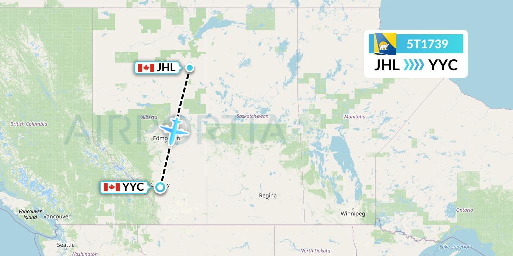 5T1739 Canadian North Flight Map: Fort MacKay to Calgary