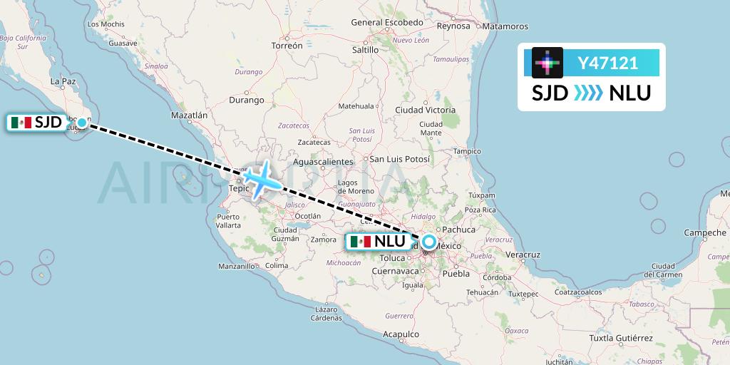 Y47121 Volaris Flight Map: San Jose del Cabo to Reyes Acozac