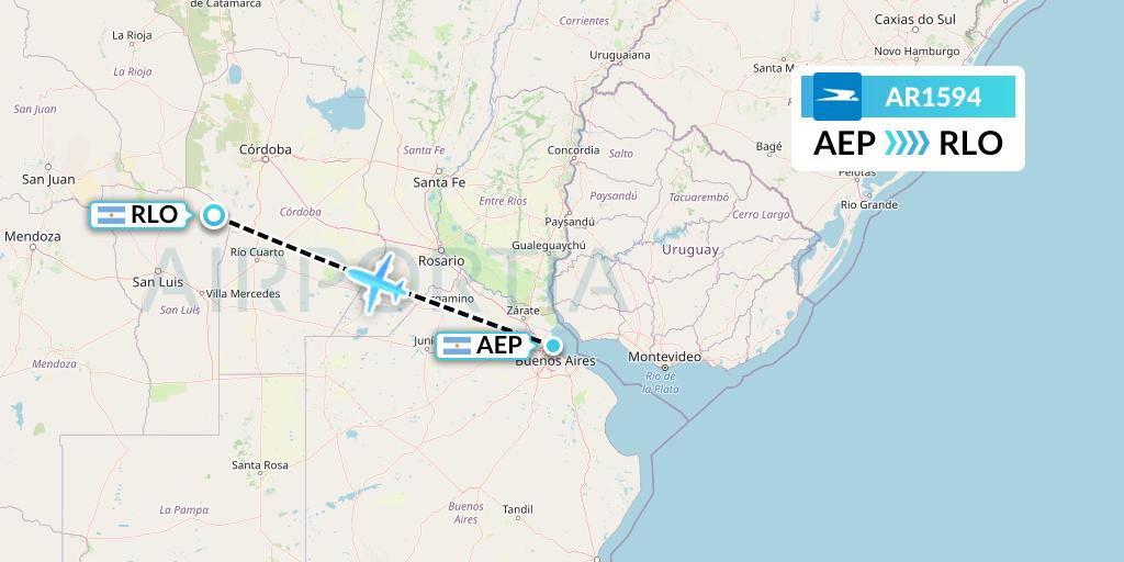 AR1594 Aerolineas Argentinas Flight Map: Buenos Aires to Merlo