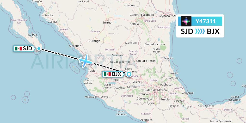Y47311 Volaris Flight Map: San Jose del Cabo to Silao