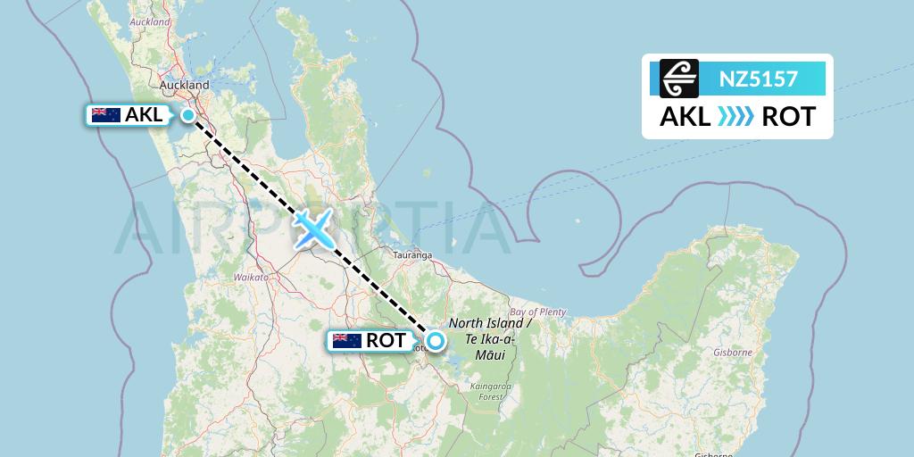 NZ5157 Air New Zealand Flight Map: Auckland to Rotorua