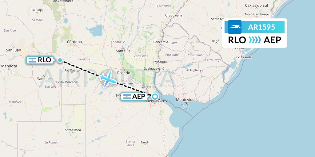 AR1595 Aerolineas Argentinas Flight Map: Merlo to Buenos Aires