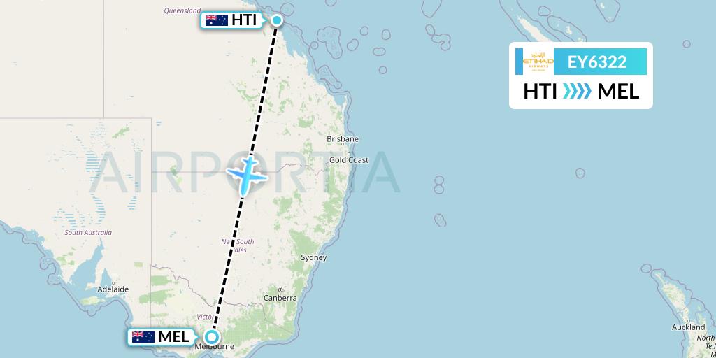 EY6322 Flight Status Etihad Airways Hamilton Island to Melbourne (ETD6322)
