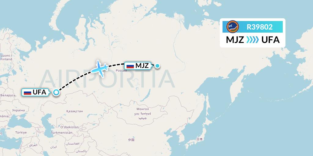 R39802 Yakutia Airlines Flight Map: Mirny to Ufa
