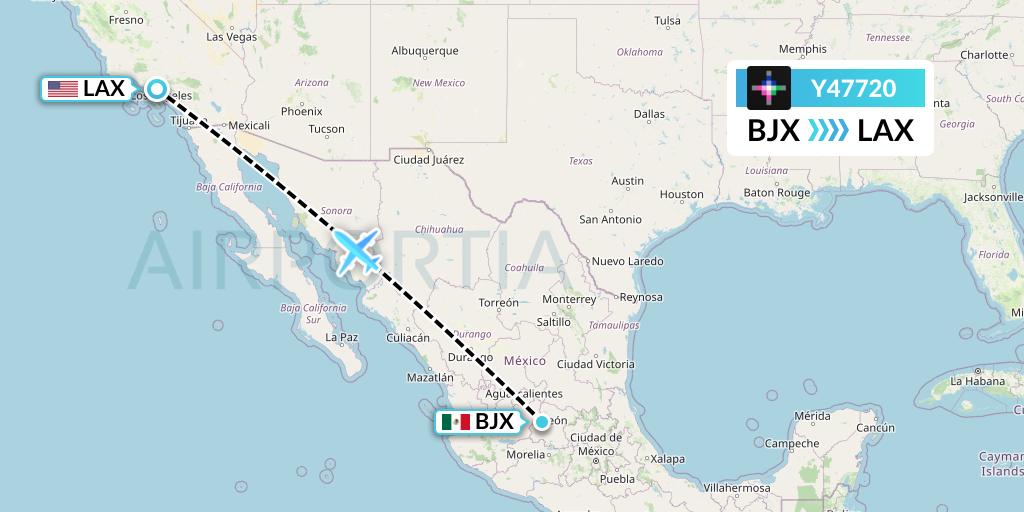 Y47720 Volaris Flight Map: Silao to Los Angeles