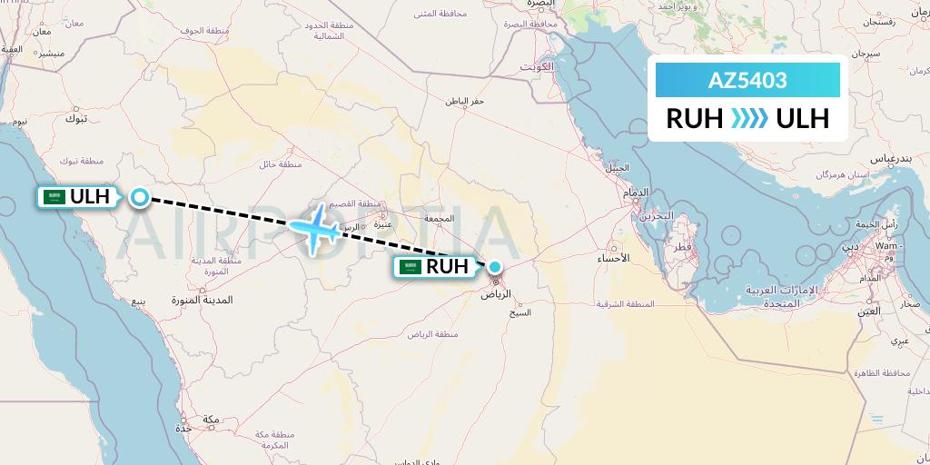 AZ5403 ITA Airways Flight Map: Riyadh to Al Ula
