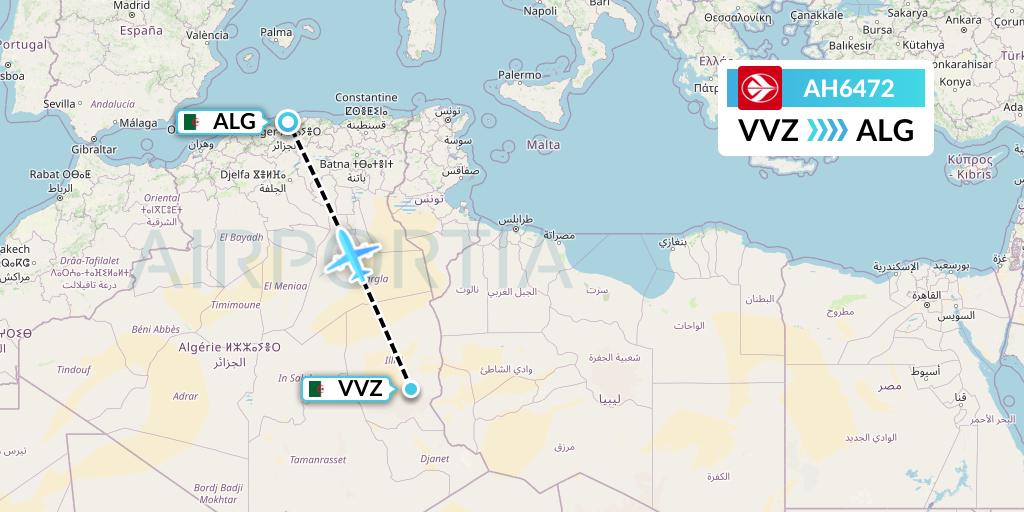 AH6472 Air Algerie Flight Map: Illizi to Algiers