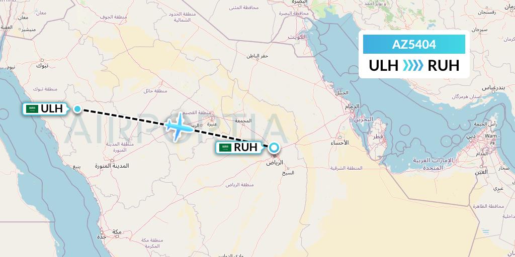 AZ5404 ITA Airways Flight Map: Al Ula to Riyadh