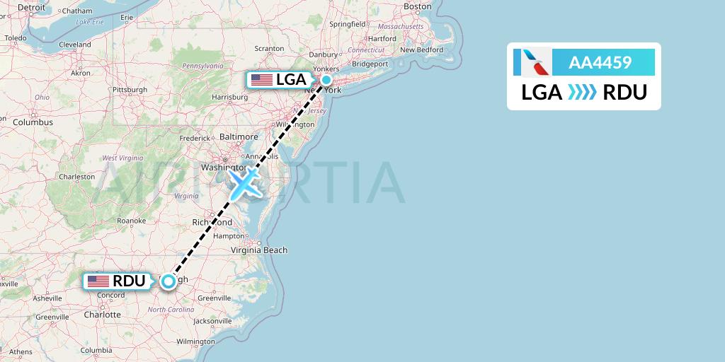 AA4459 American Airlines Flight Map: New York to Raleigh-Durham