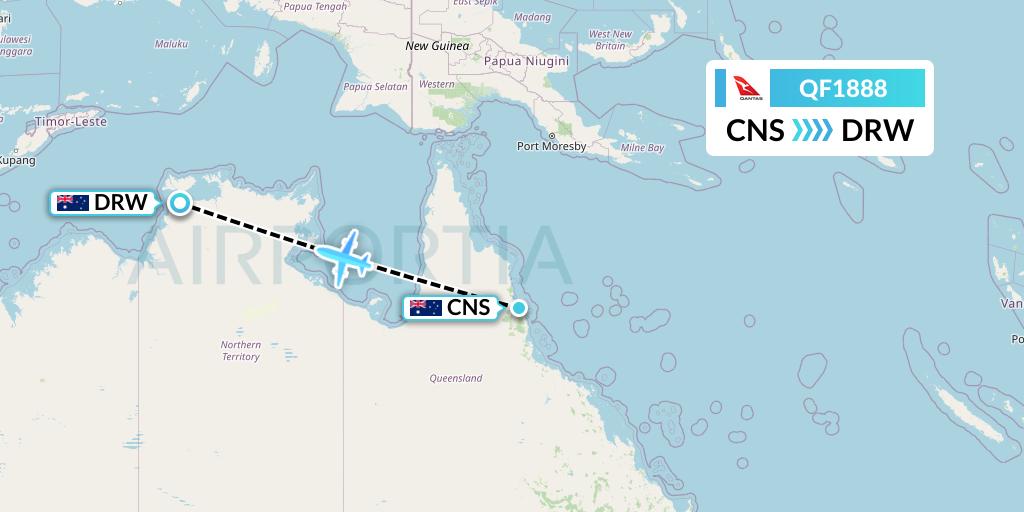 QF1888 Qantas Flight Map: Cairns to Darwin