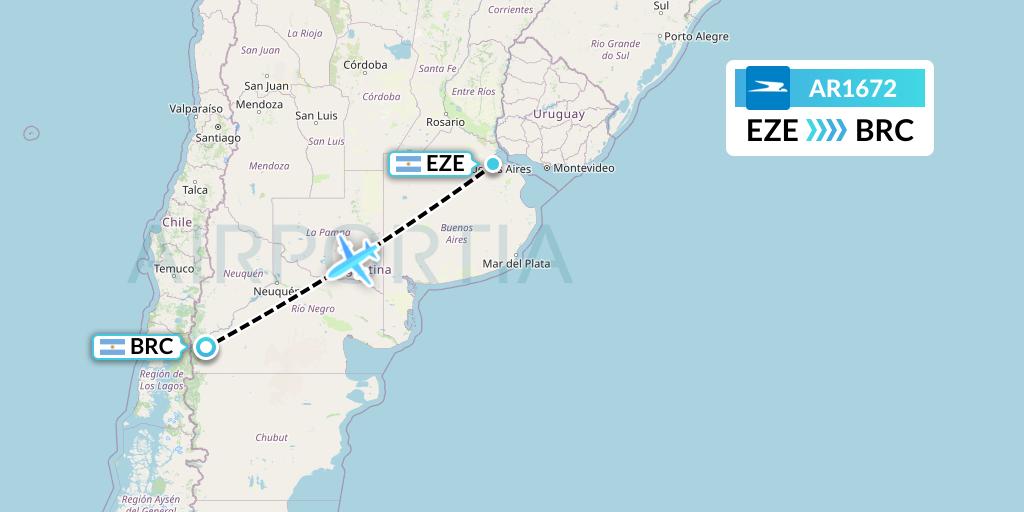 AR1672 Aerolineas Argentinas Flight Map: Buenos Aires to San Carlos de Bariloche
