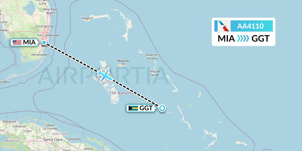 AA4110 American Airlines Flight Map: Miami to George Town