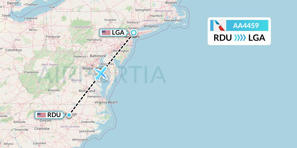 AA4459 American Airlines Flight Map: Raleigh-Durham to New York