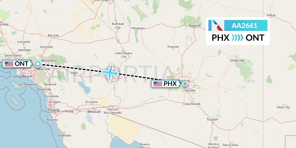 AA2661 American Airlines Flight Map: Phoenix to Ontario