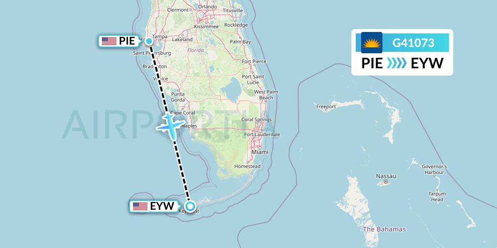 G41073 Allegiant Air Flight Map: St. Petersburg to Key West