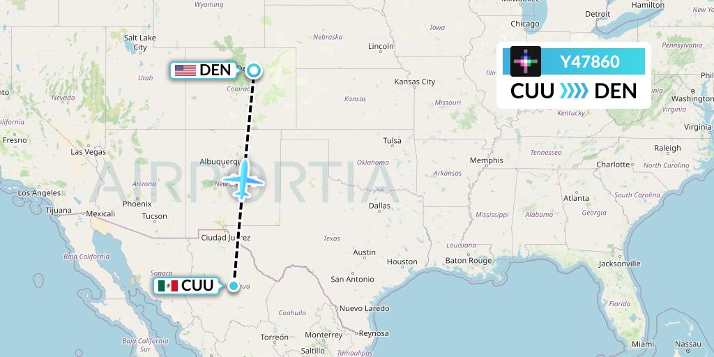 Y47860 Volaris Flight Map: Chihuahua to Denver