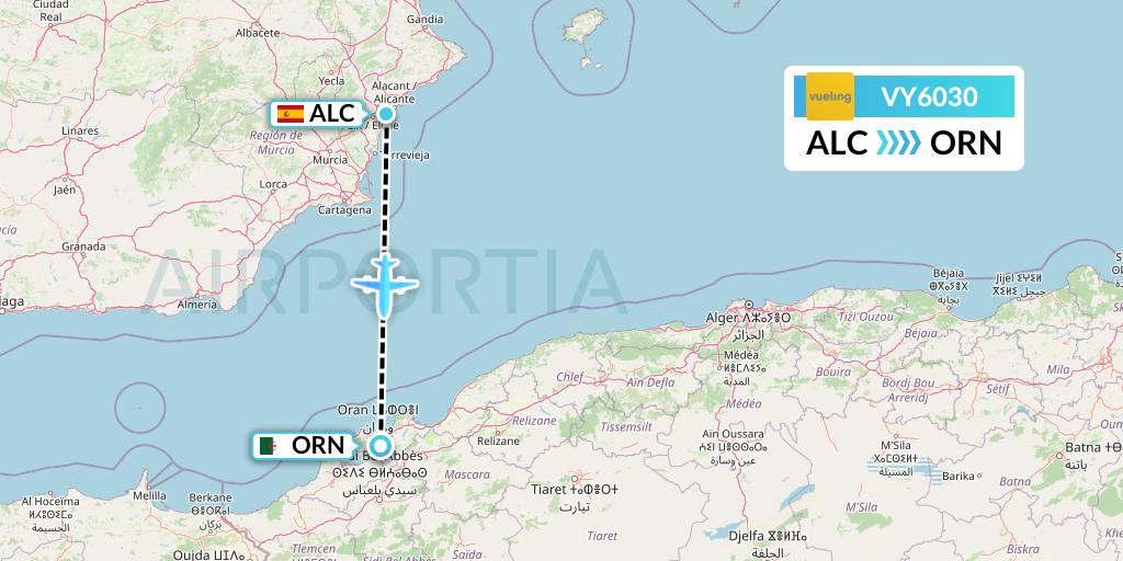 VY6030 Vueling Flight Map: Alicante to Oran