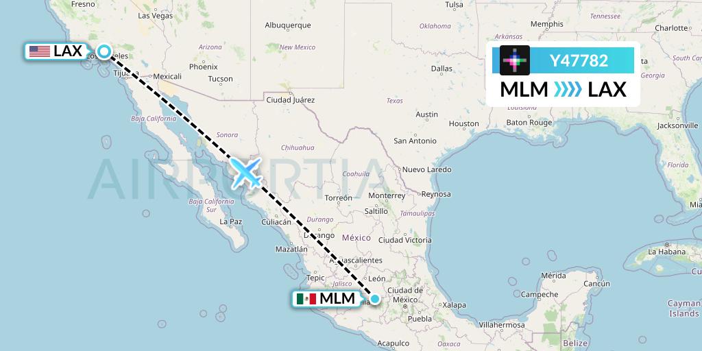 Y47782 Volaris Flight Map: Morelia to Los Angeles