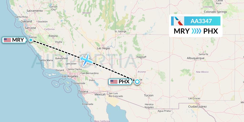 AA3347 American Airlines Flight Map: Monterey to Phoenix