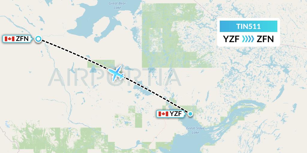 TIN511 Air Tindi Flight Map: Yellowknife to Tulita