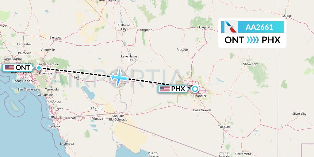 AA2661 American Airlines Flight Map: Ontario to Phoenix
