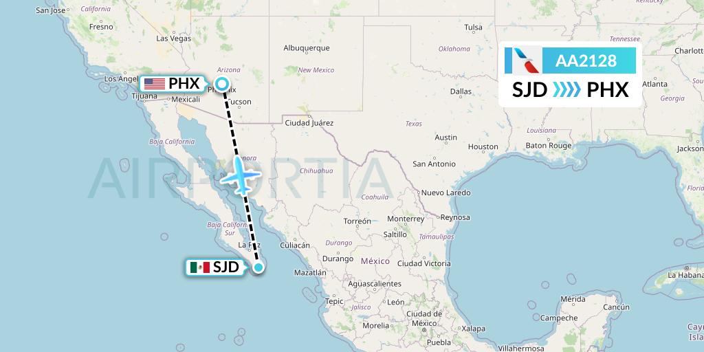 AA2128 American Airlines Flight Map: San Jose del Cabo to Phoenix