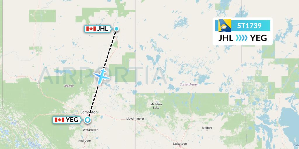 5T1739 Canadian North Flight Map: Fort MacKay to Edmonton