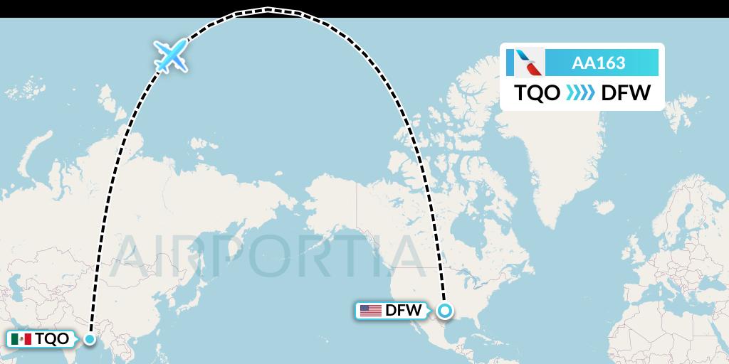 AA163 American Airlines Flight Map: Tulum to Dallas
